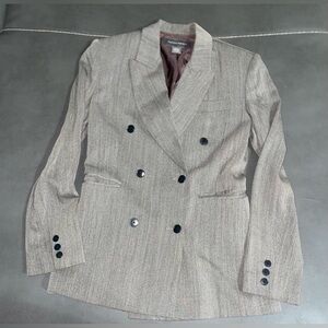 Banana Republic Women’s Double-Breasted Blazer – Gray Herringbone, Size 2
